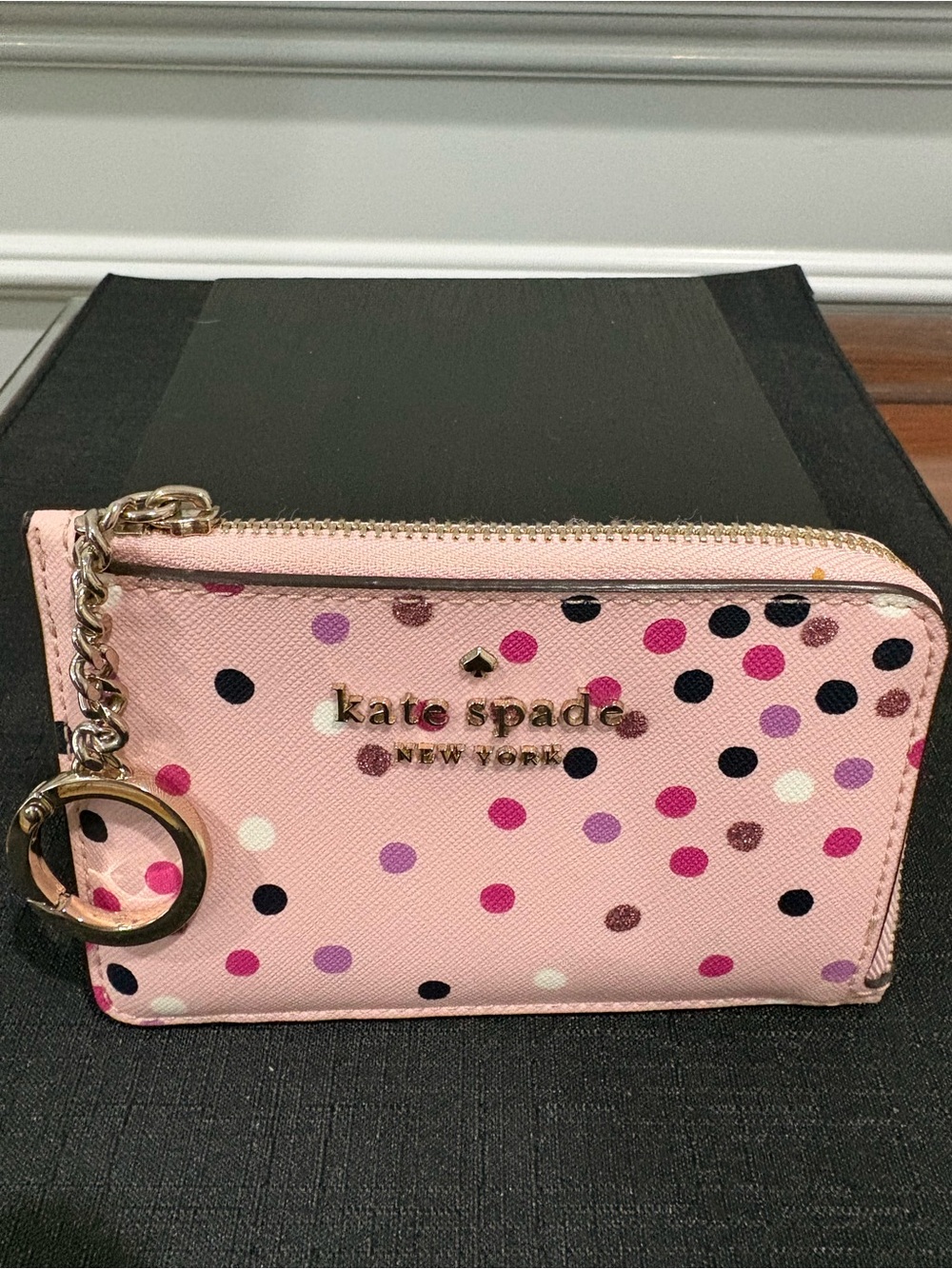 kate spade Pink Polka Dot Zip Key Pouch